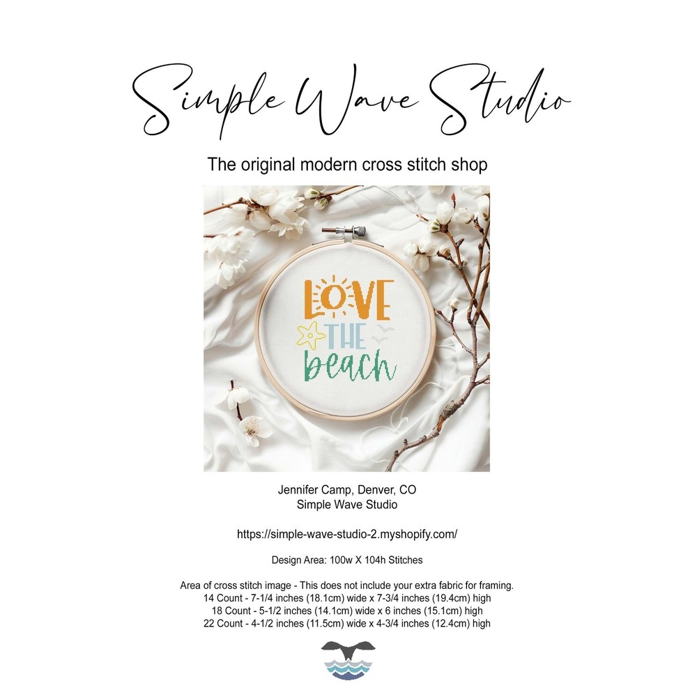 Love the Beach Ocean Art‎ Quote Counted Cross Stitch Kit